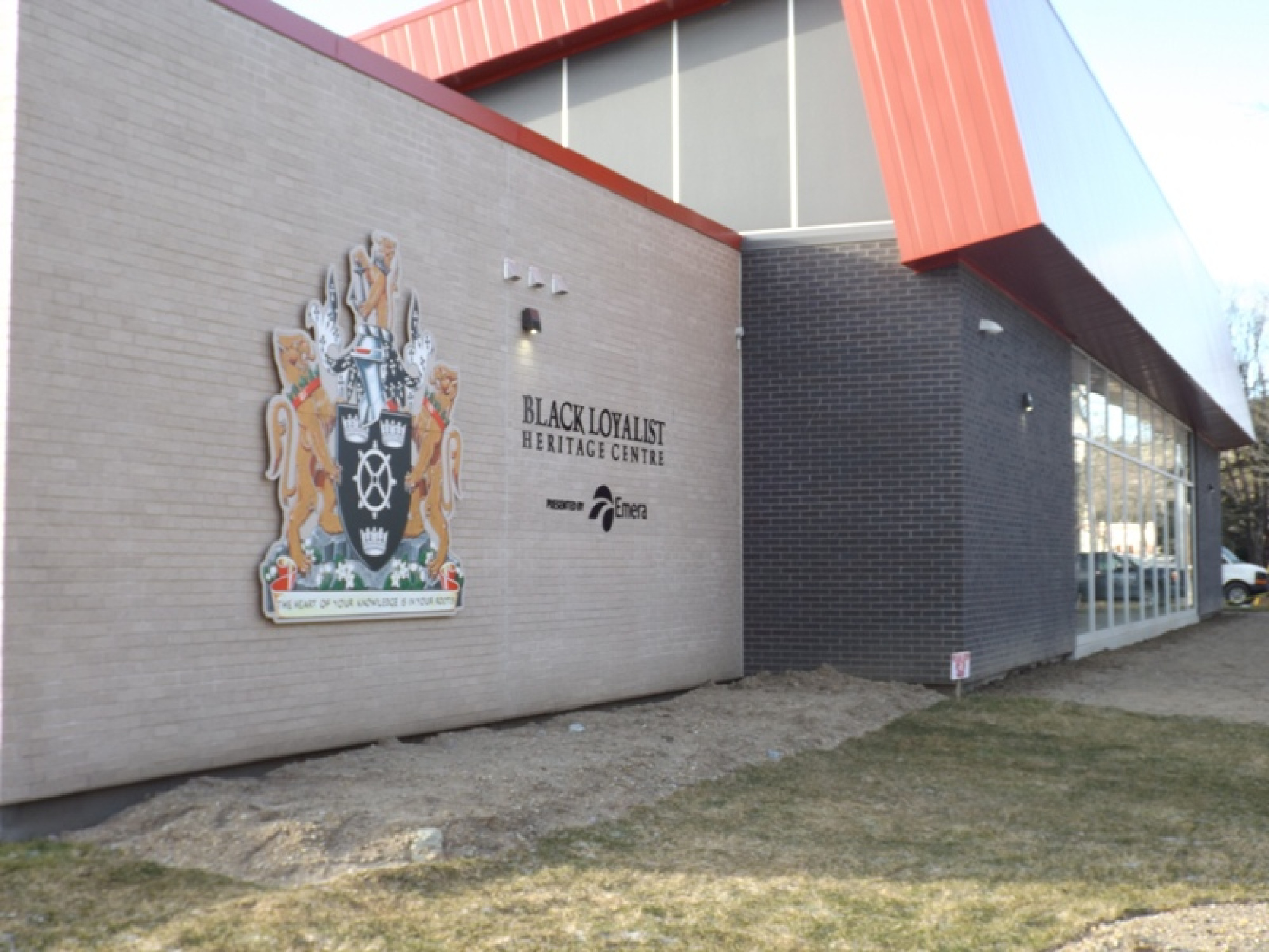 Black Loyalist Heritage exterior with the Armorial Bearings.