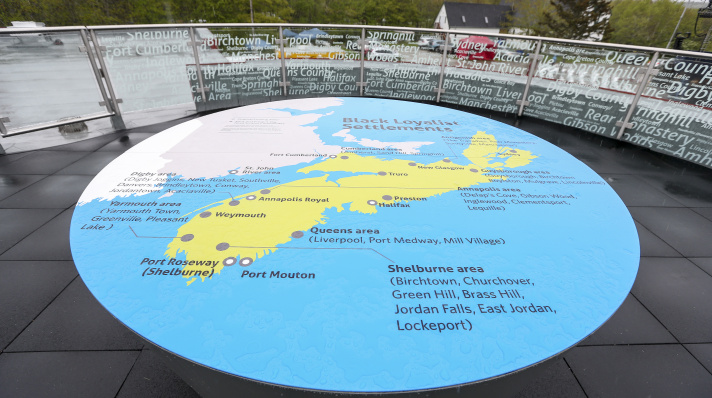 Map of Black loyalist settlement on the roof at the Black Loyalist Heritage Centre